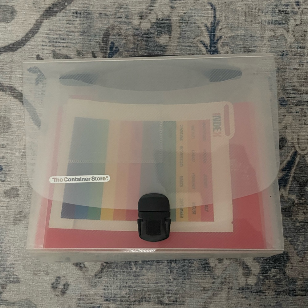Container Store greeting card organizer